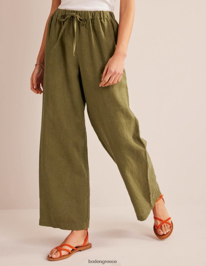 καπουλέ ελιά είδη ένδυσης χαλαρό λινό παντελόνι Boden γυναίκες 464PH81107