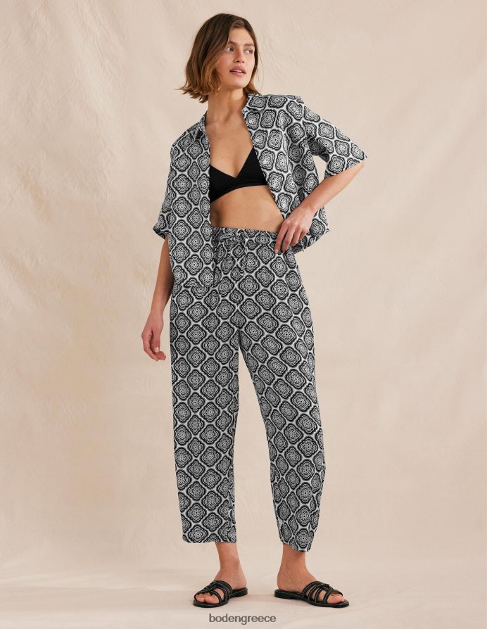 μαύρο & βοτανικό ρουζ είδη ένδυσης τσακισμένο παντελόνι Boden γυναίκες 464PH81494