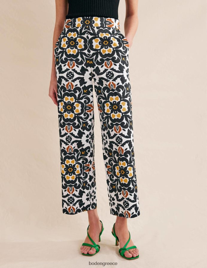 μαύρο & πλούσιο πόμο είδη ένδυσης εμπριμέ crop παντελόνι Boden γυναίκες 464PH81035