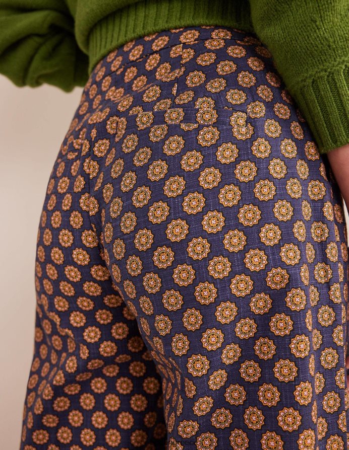 navy & sunflower geo είδη ένδυσης εμπριμέ ίσιο παντελόνι Boden γυναίκες 464PH82166