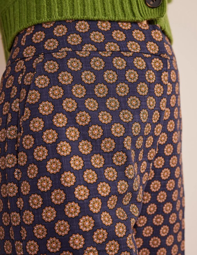 navy & sunflower geo είδη ένδυσης εμπριμέ ίσιο παντελόνι Boden γυναίκες 464PH82166