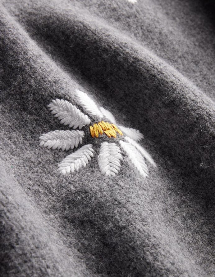 σκούρο γκρι μελανζέ είδη ένδυσης διακοσμημένο μάλλινο μπλουζάκι Boden γυναίκες 464PH81269