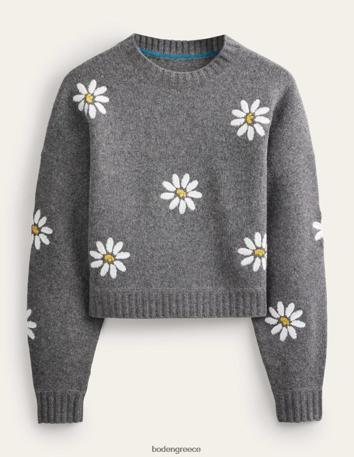 σκούρο γκρι μελανζέ είδη ένδυσης διακοσμημένο μάλλινο μπλουζάκι Boden γυναίκες 464PH81269