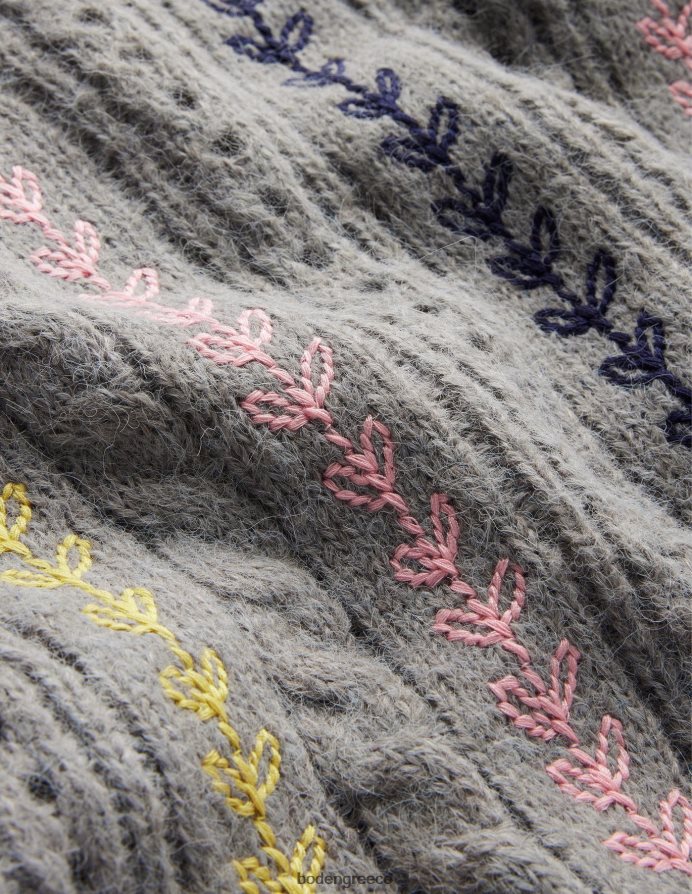 γκρι μελανζέ είδη ένδυσης χνουδωτό κέντημα καλωδίου Boden γυναίκες 464PH81409