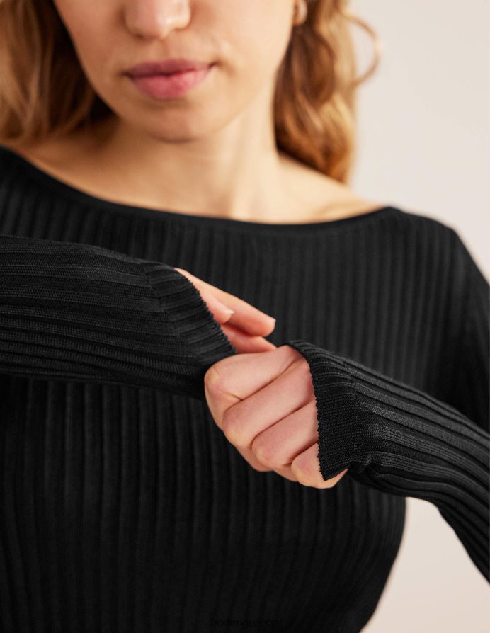 μαύρος είδη ένδυσης βραχυκυκλωτήρας με κάθετο λαιμό Boden γυναίκες 464PH81476