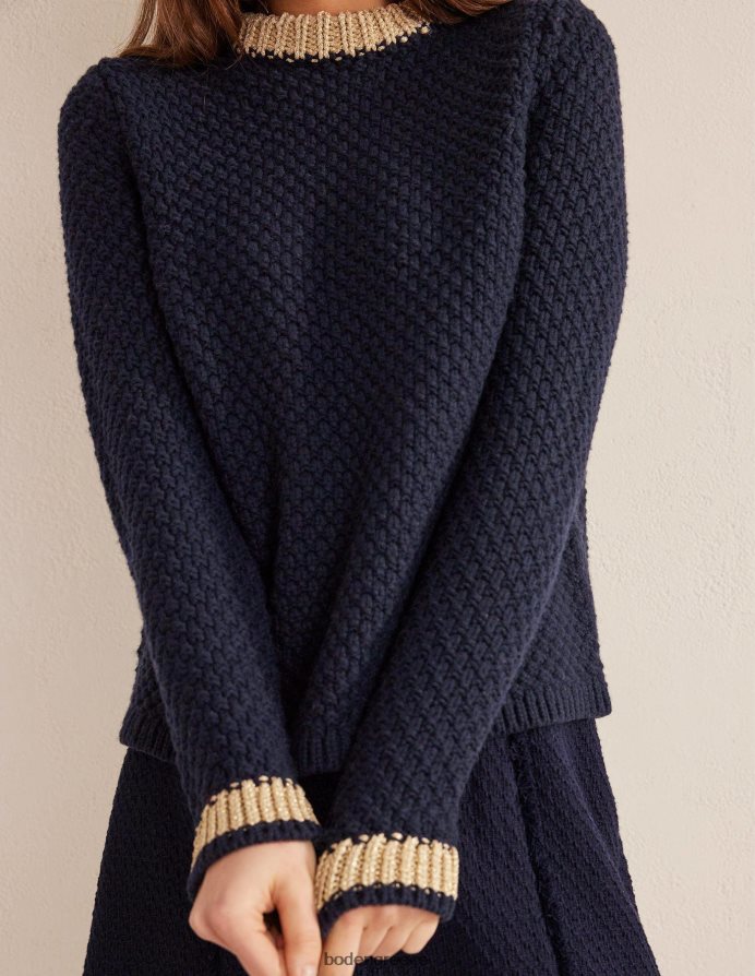 ναυτικό & χρυσό είδη ένδυσης ανάγλυφη χοντρό μάλλινο άλτης Boden γυναίκες 464PH81490