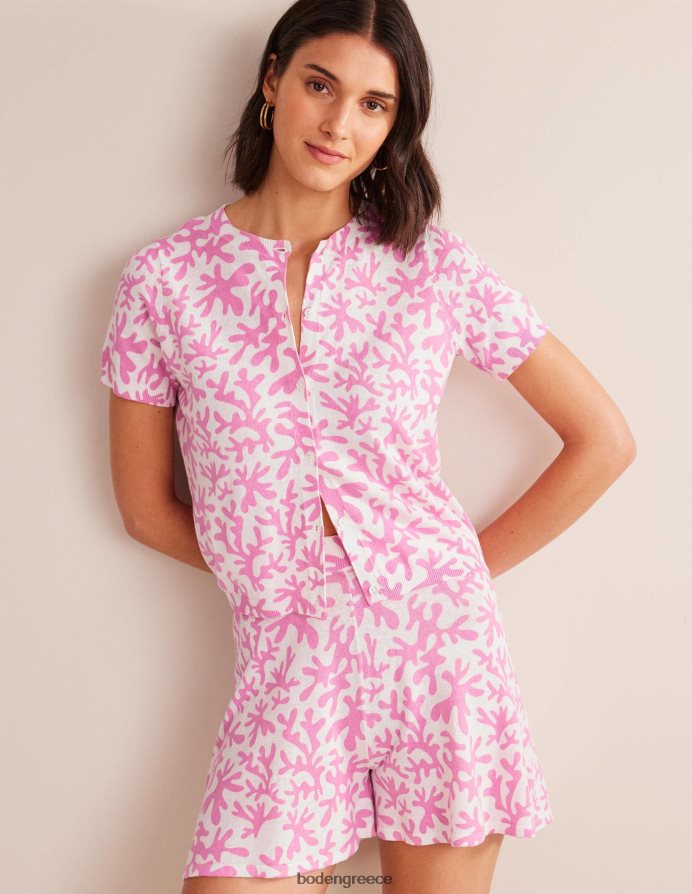 άνθη δαμασκηνιάς & αφηρημένο φύλλωμα είδη ένδυσης στάμπα ζακέτα παραλίας Boden γυναίκες 464PH81505