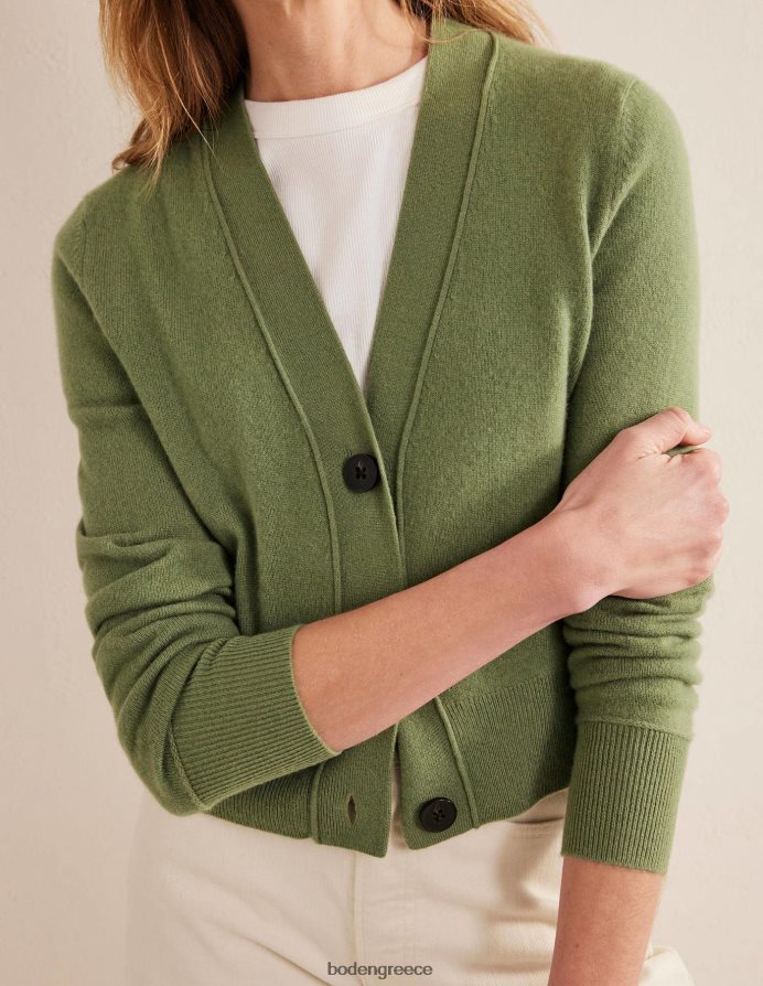 πέτρινο πράσινο είδη ένδυσης Ζακέτα με λαιμόκοψη από κασμίρ Boden γυναίκες 464PH81838