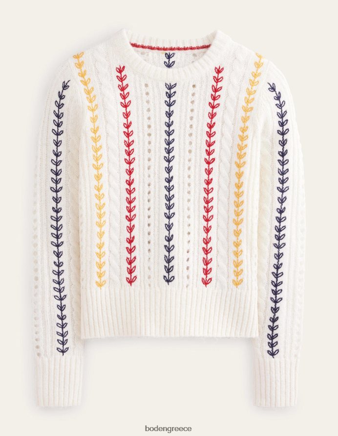 ζεστό ελεφαντόδοντο είδη ένδυσης χνουδωτό κέντημα καλωδίου Boden γυναίκες 464PH82084