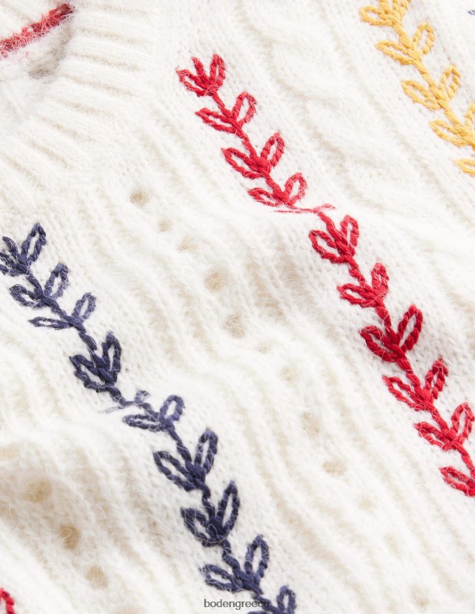 ζεστό ελεφαντόδοντο είδη ένδυσης χνουδωτό κέντημα καλωδίου Boden γυναίκες 464PH82084