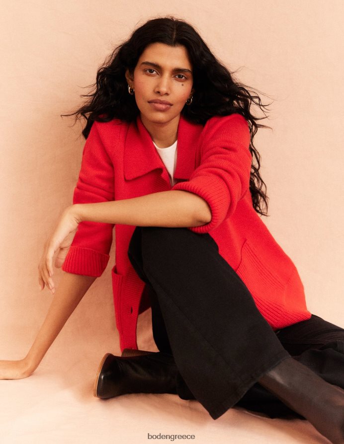 κόκκινο υψηλού κινδύνου είδη ένδυσης ζακέτα με γιακά Boden γυναίκες 464PH82214