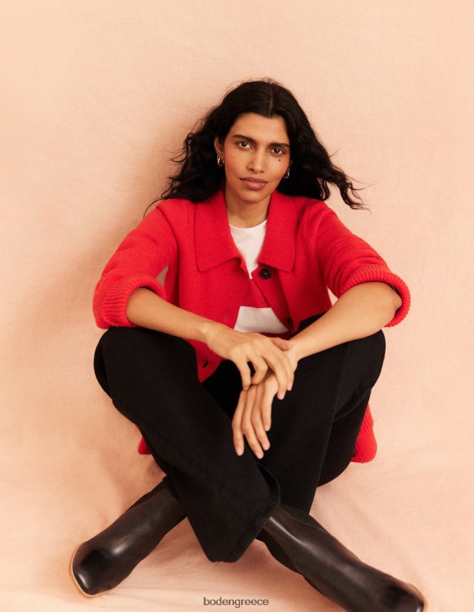 κόκκινο υψηλού κινδύνου είδη ένδυσης ζακέτα με γιακά Boden γυναίκες 464PH82214