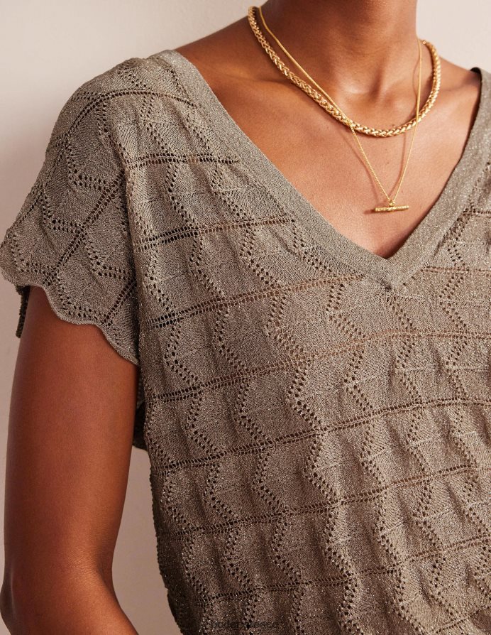 μεταλλική πέτρα είδη ένδυσης πλεκτό τοπ θαλάσσης με λαιμόκοψη Boden γυναίκες 464PH8615