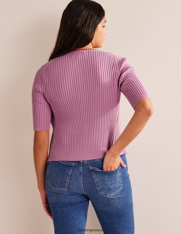 απαλή λεβάντα είδη ένδυσης ζακέτα με βελονάκι με ραβδώσεις Boden γυναίκες 464PH8619