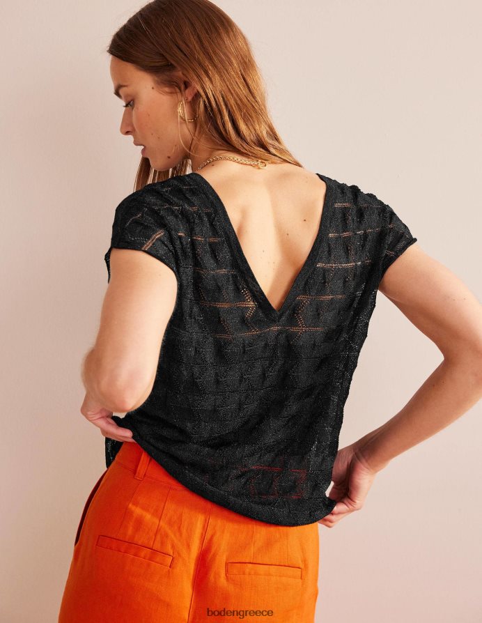 μεταλλικό μαύρο είδη ένδυσης πλεκτό τοπ θαλάσσης με λαιμόκοψη Boden γυναίκες 464PH8626