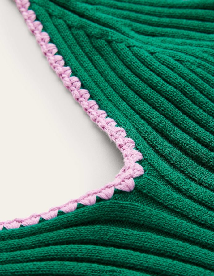 φωτεινό σμαράγδι είδη ένδυσης γιλέκο crop πλεκτό με βελονάκι Boden γυναίκες 464PH8630