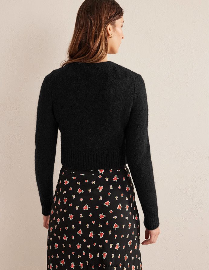 μαύρος είδη ένδυσης αφράτη cropped ζακέτα με λαιμόκοψη Boden γυναίκες 464PH81609