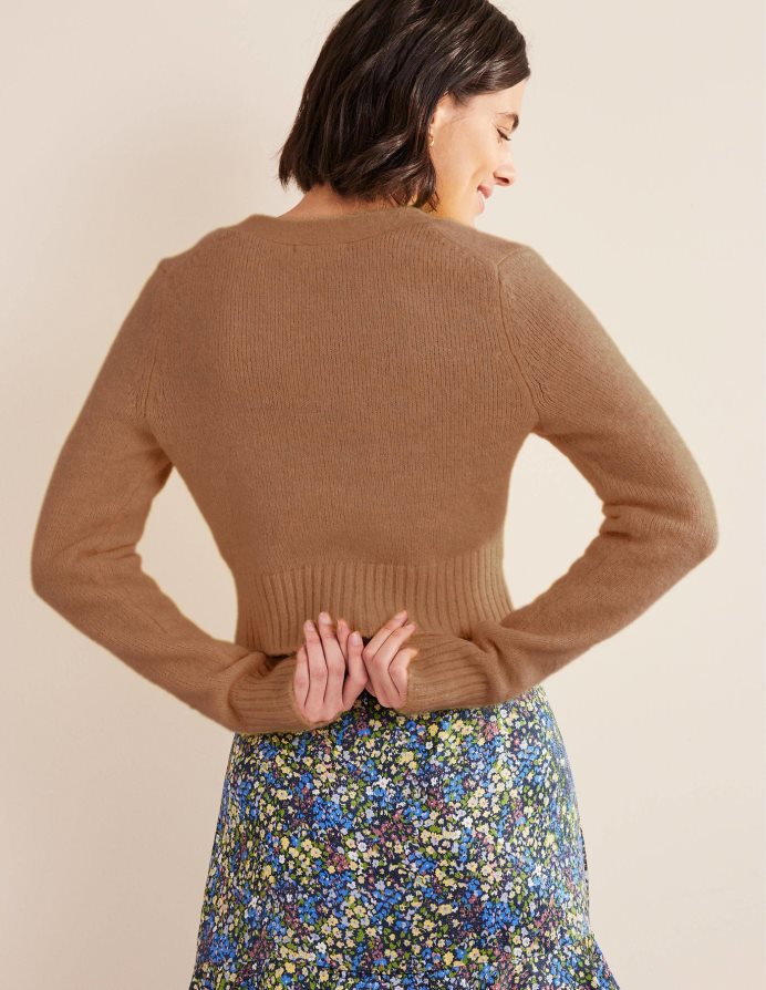 μελανζέ καμήλας είδη ένδυσης αφράτη cropped ζακέτα με λαιμόκοψη Boden γυναίκες 464PH81817