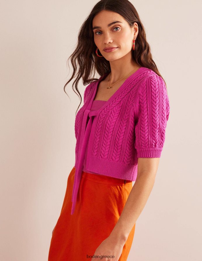 ροζ φλοξ είδη ένδυσης cropped ζακέτα με φιόγκο Boden γυναίκες 464PH8625