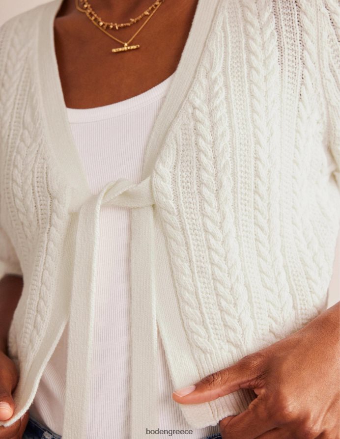 ζεστό ελεφαντόδοντο είδη ένδυσης cropped ζακέτα με φιόγκο Boden γυναίκες 464PH8627