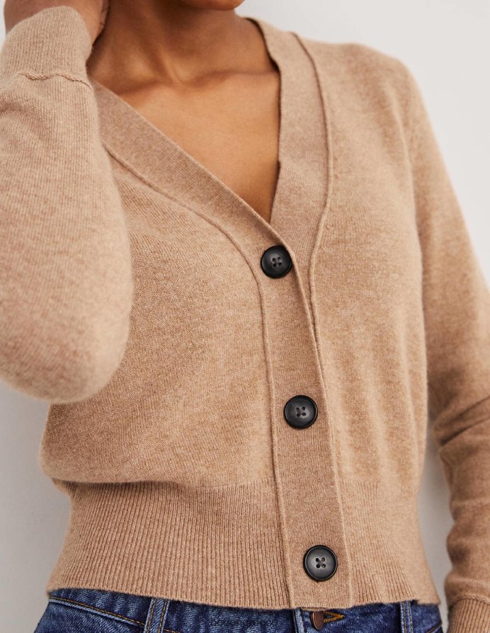 μελανζέ καμήλας είδη ένδυσης cropped cashmere v ζακέτα Boden γυναίκες 464PH81610