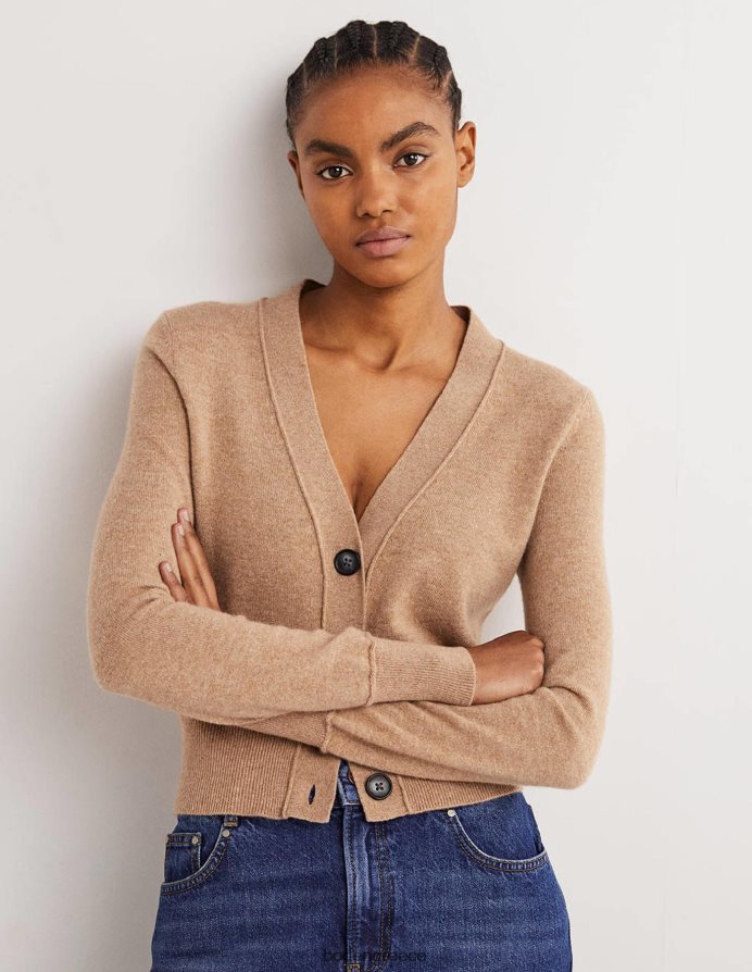μελανζέ καμήλας είδη ένδυσης cropped cashmere v ζακέτα Boden γυναίκες 464PH81610