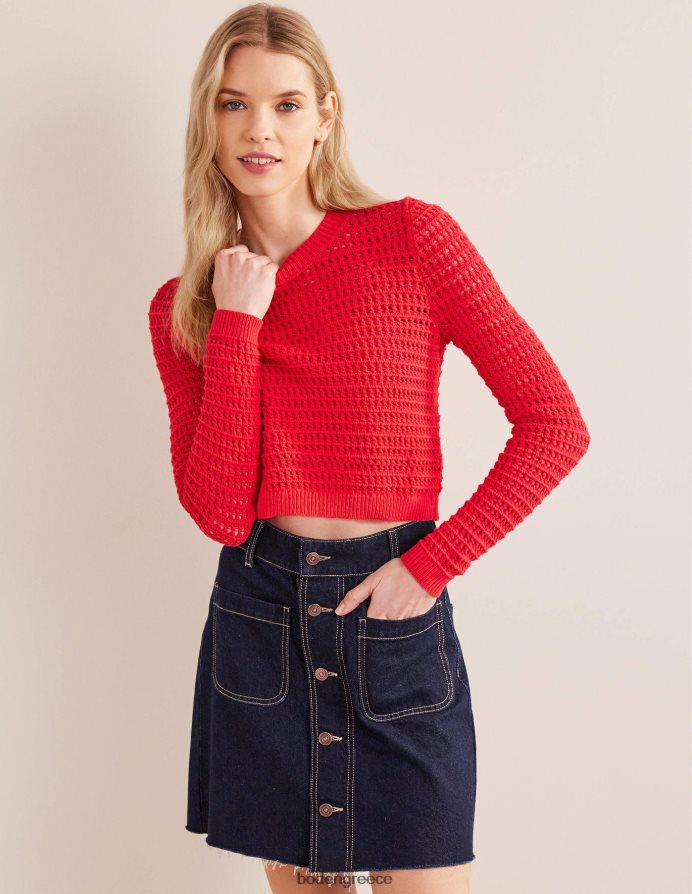 κόκκινο υψηλού κινδύνου είδη ένδυσης cropped jumper με βελονάκι Boden γυναίκες 464PH81589