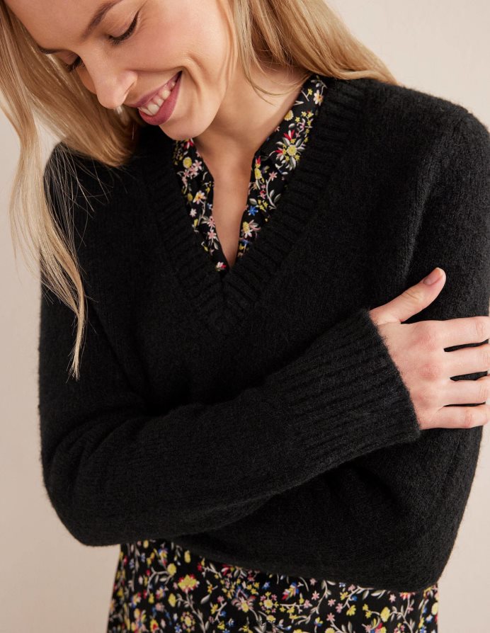 μαύρος είδη ένδυσης αφράτο cropped jumper με λαιμόκοψη Boden γυναίκες 464PH81707