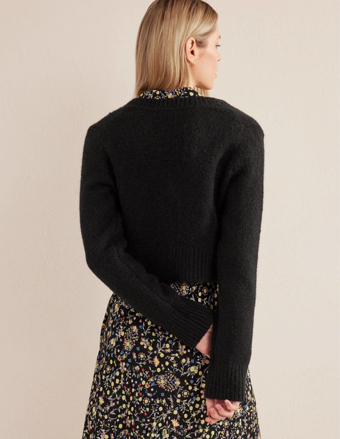 μαύρος είδη ένδυσης αφράτο cropped jumper με λαιμόκοψη Boden γυναίκες 464PH81707