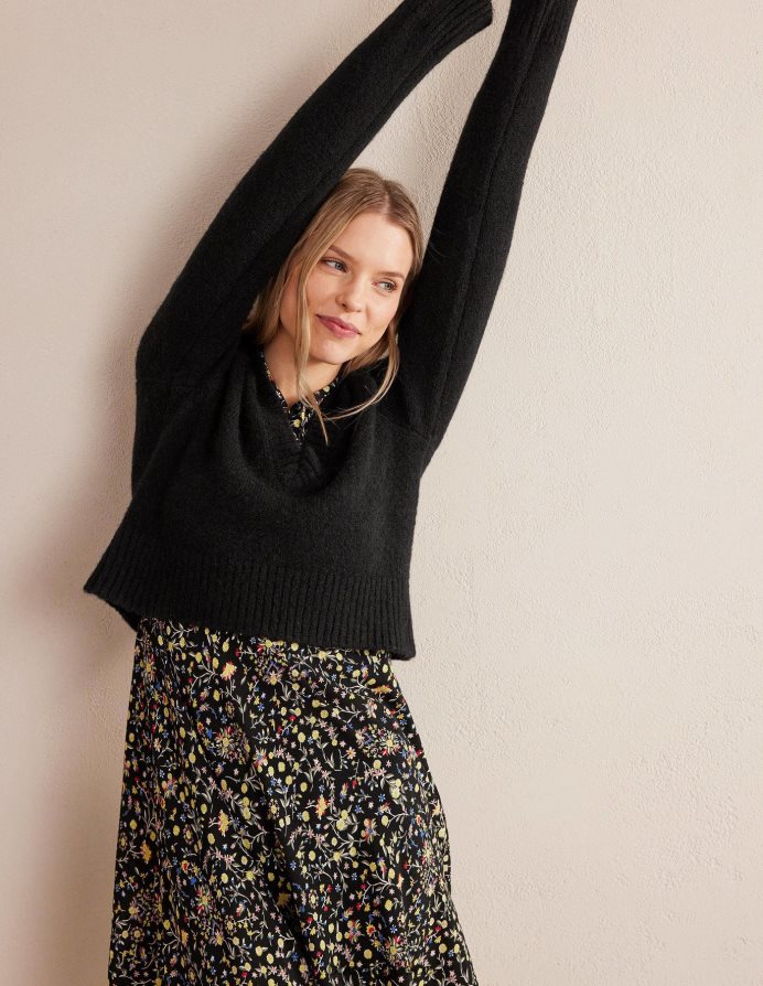 μαύρος είδη ένδυσης αφράτο cropped jumper με λαιμόκοψη Boden γυναίκες 464PH81707