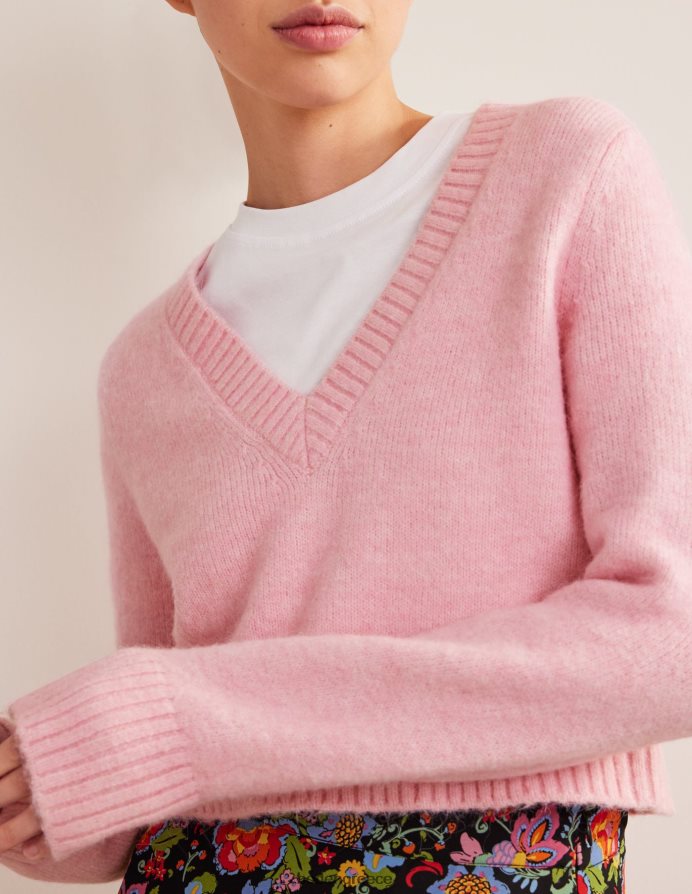 καμέο ροζ είδη ένδυσης αφράτο cropped jumper με λαιμόκοψη Boden γυναίκες 464PH81743