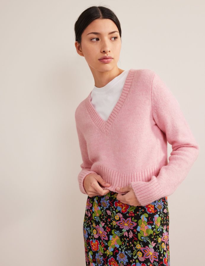 καμέο ροζ είδη ένδυσης αφράτο cropped jumper με λαιμόκοψη Boden γυναίκες 464PH81743