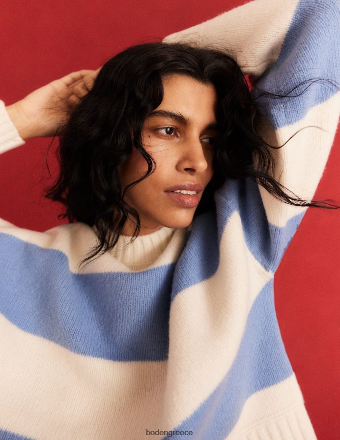 λιναρόσπορος & ελεφαντόδοντο λωρίδα είδη ένδυσης βουρτσισμένο μαλλί cropped jumper Boden γυναίκες 464PH81809