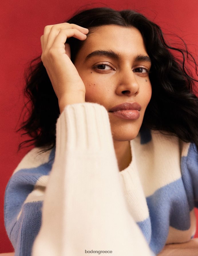 λιναρόσπορος & ελεφαντόδοντο λωρίδα είδη ένδυσης βουρτσισμένο μαλλί cropped jumper Boden γυναίκες 464PH81809