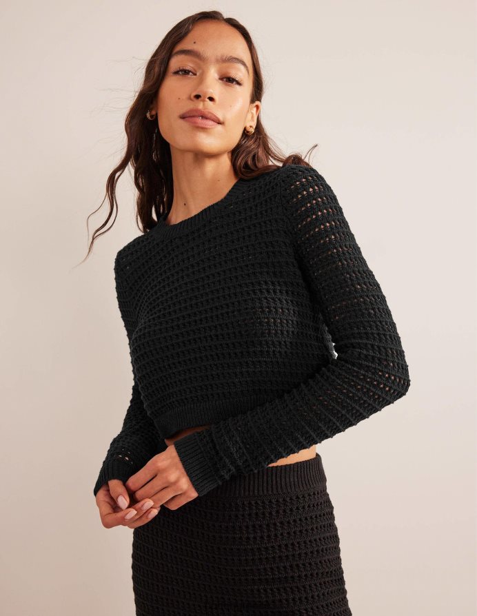 μαύρος είδη ένδυσης cropped jumper με βελονάκι Boden γυναίκες 464PH82087