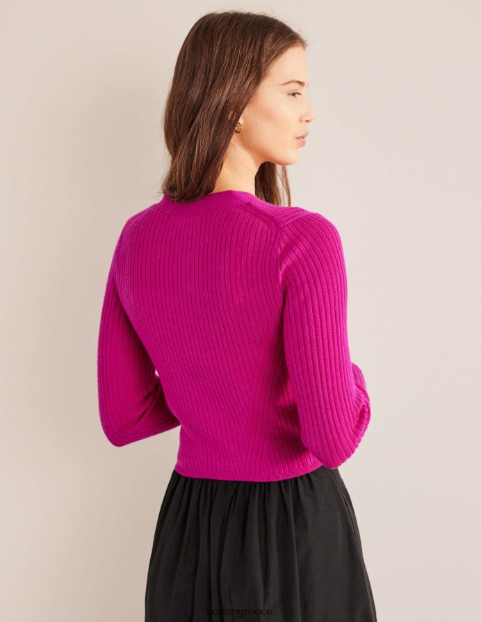 τριαντάφυλλο βιολετί είδη ένδυσης ζακέτα με ριπ cropped merino Boden γυναίκες 464PH82133