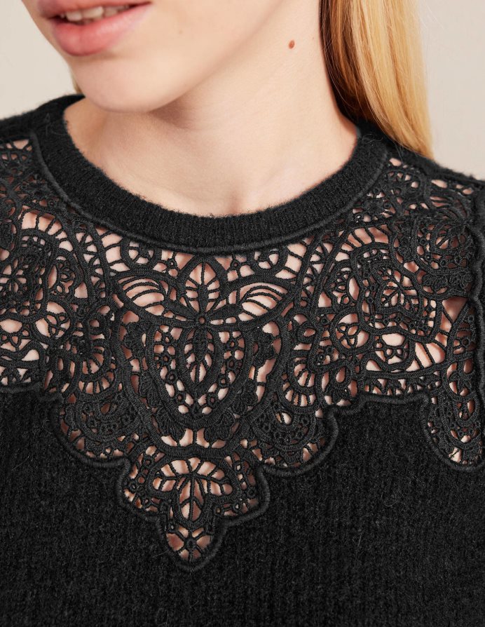 μαύρος είδη ένδυσης δαντέλα πάνελ αφράτο jumper Boden γυναίκες 464PH81995