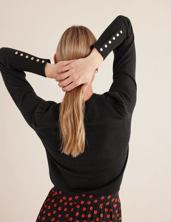 μαύρος είδη ένδυσης μανσέτα με κουμπιά jumper merino Boden γυναίκες 464PH81955