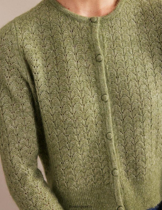 πέτρινο πράσινο είδη ένδυσης μακρυμάνικη ζακέτα pointelle Boden γυναίκες 464PH81369