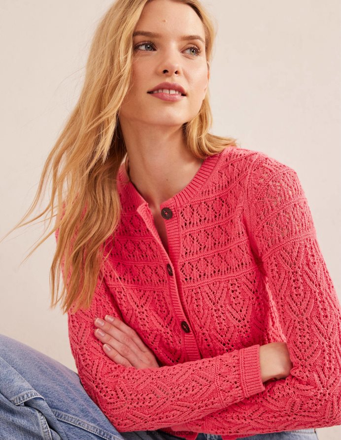 ποπ παιωνία είδη ένδυσης βαμβακερή ζακέτα pointelle Boden γυναίκες 464PH81417