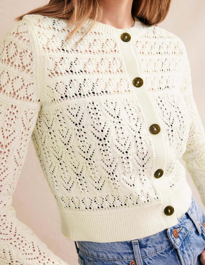 ζεστό ελεφαντόδοντο είδη ένδυσης βαμβακερή ζακέτα pointelle Boden γυναίκες 464PH81418