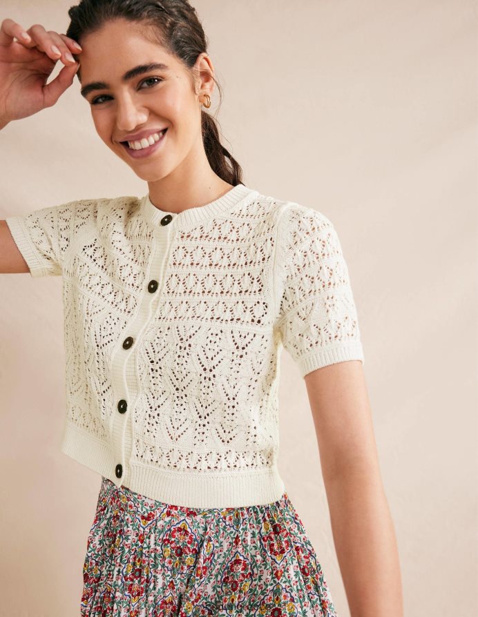 ζεστό ελεφαντόδοντο είδη ένδυσης pointelle crew ζακέτα με λαιμόκοψη Boden γυναίκες 464PH82106