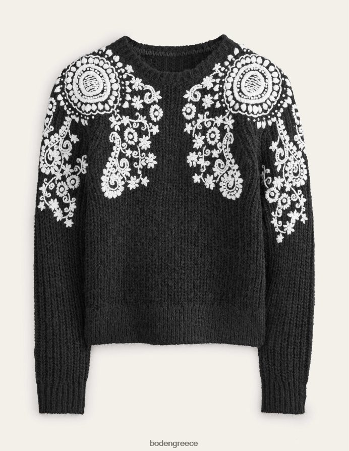 μαύρο & ιβουάρ κέντημα είδη ένδυσης αφράτο rib κεντημένο άλμα Boden γυναίκες 464PH81931