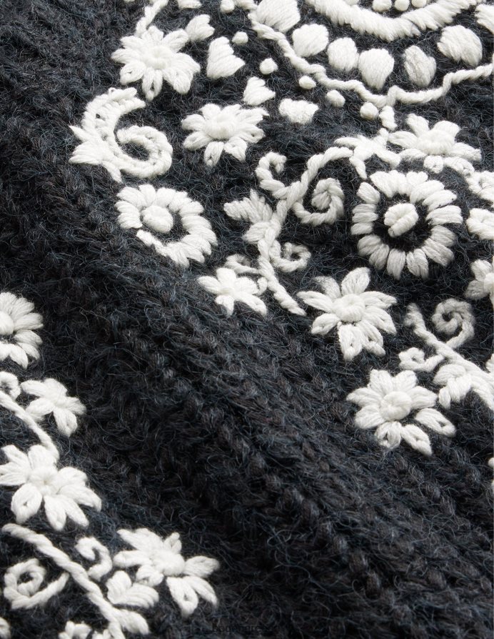 μαύρο & ιβουάρ κέντημα είδη ένδυσης αφράτο rib κεντημένο άλμα Boden γυναίκες 464PH81931