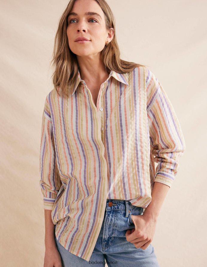 μεταλλικό πολύχρωμο είδη ένδυσης υπερμεγέθη βαμβακερό πουκάμισο Boden γυναίκες 464PH81046