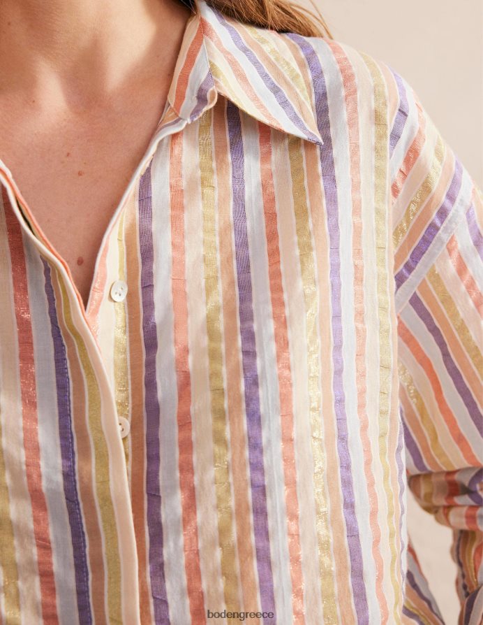 μεταλλικό πολύχρωμο είδη ένδυσης υπερμεγέθη βαμβακερό πουκάμισο Boden γυναίκες 464PH81046