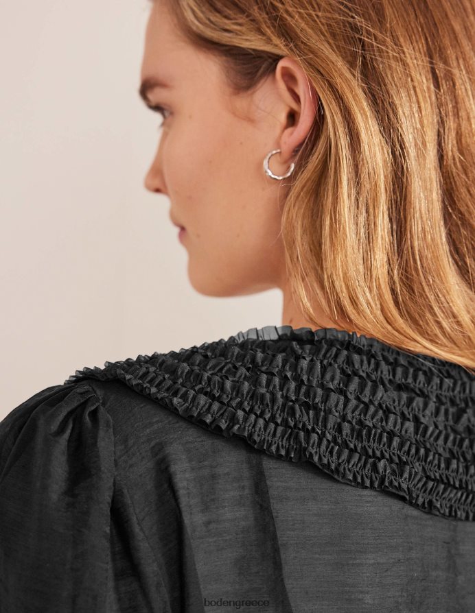 μαύρος είδη ένδυσης πουκάμισο οργάντζα με λεπτομέρεια Boden γυναίκες 464PH81077