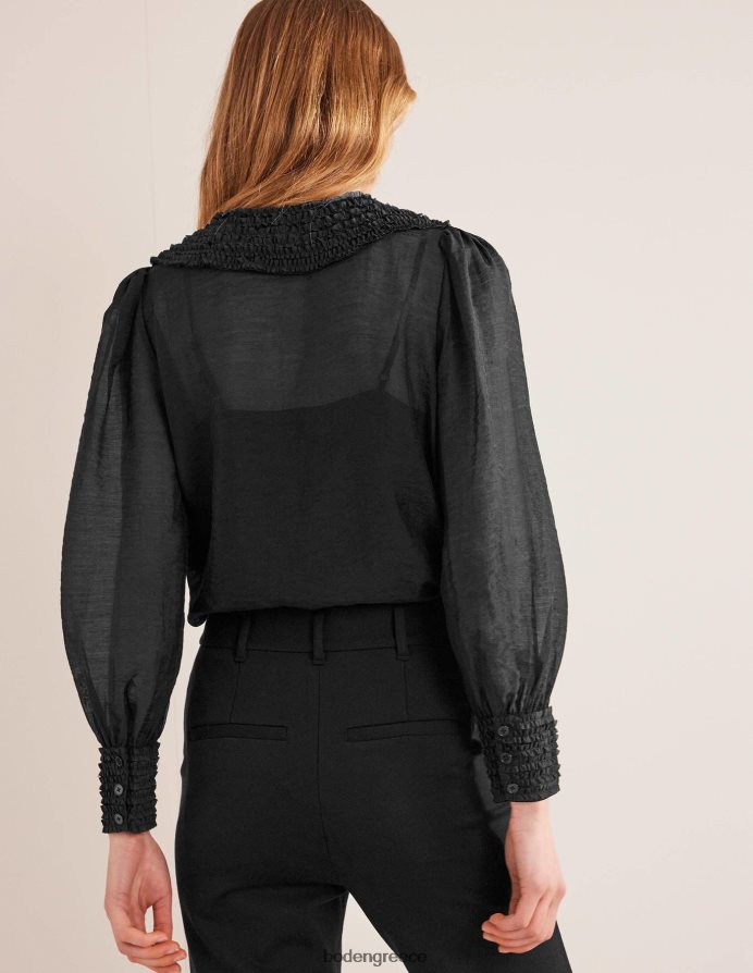 μαύρος είδη ένδυσης πουκάμισο οργάντζα με λεπτομέρεια Boden γυναίκες 464PH81077