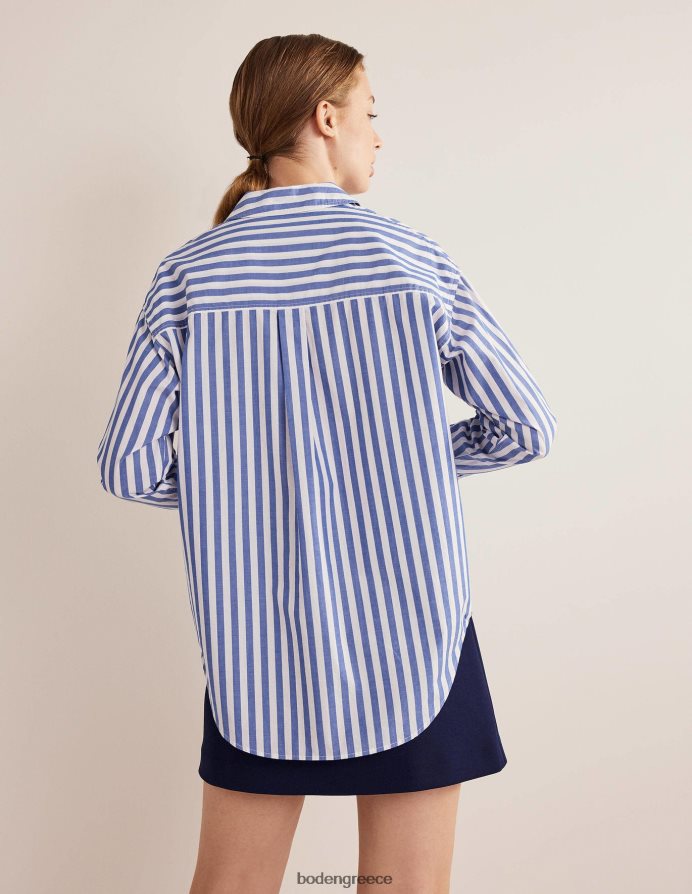 λωρίδα κοβαλτίου είδη ένδυσης υπερμεγέθη βαμβακερό πουκάμισο Boden γυναίκες 464PH81084