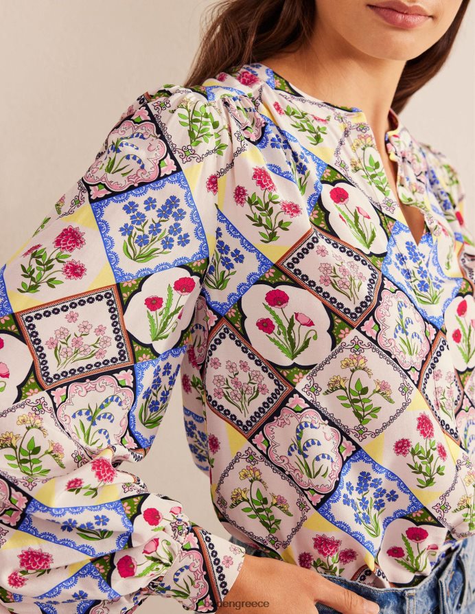 ελεφαντόδοντο & άγριο μπλε κουδούνι είδη ένδυσης πουκάμισο με στάμπα τοποθέτησης Boden γυναίκες 464PH81087